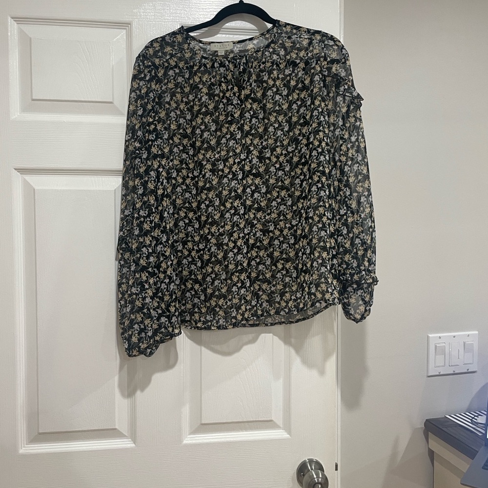 Chenault Black and Cream Floral Blouse